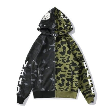 Bape Sta Shark Hoodie in Green Camo